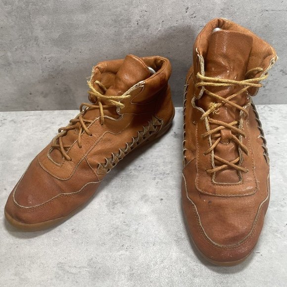 Rare Vintage Candies Ankle Booties Leather Womens Size 9M Vented Tan Camel Brown - Picture 1 of 9